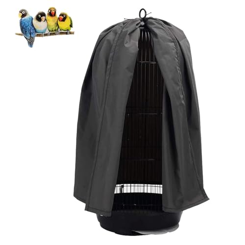 Image of QBLEEV Round Parrot Birdcage Cover, Pet Universal Blackout Cage Cover Shade | Windproof light-proof sleep reduces distractions night accessories cloth without cage, bow tie clouser, easy to wear