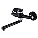 Grifo de cocina montado en la pared con rotación de 360 ° boquilla monomando fregadero distancia lavabo 15 cm(negro)