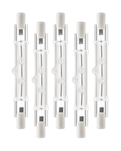 MDLITIN - Lampadina Alogena Lineare R7S 118MM 300W Dimmerabile, 220-240V, 3000LM Bianco Caldo 2700K, Lampadine Alogeno J118 R7S per Plafoniere, Lampade da Lavoro, Proiettori, 5 pezzi
