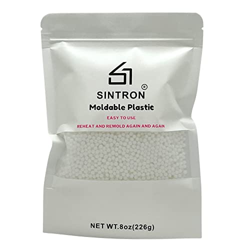 Sintron Reusable Moldable Plastic 8oz - Thermoplastic Beads, Meltable Plastic Pellets, Polymorph Pellets, Thermal Beads (White) for DIY Modeling, Scul
