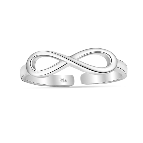 Anillo de infinito de plata de ley para lucir con sandalias en verano y paseos por la playa