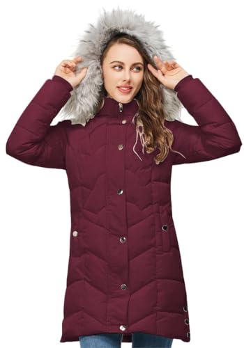 TRATENBY Women's Winter Long Puffer Coats Warm Jackets Parka With hood Waterproof