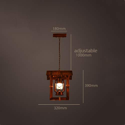 Lámpara colgante de bambú y vidrio con base E27 para iluminación de techo en restaurantes y bares 7