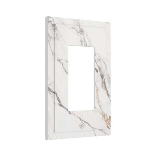 Decorative Outlet Covers Modern Grey Gold Marble Texure 1 Gang Rocker Light Switch Cover Plate Single Decora Light Switch Covers Wall Plate Faceplate for Kitchen Bathroom Home Decor