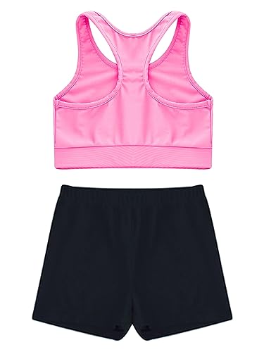 Kids Girls 2 Piece Active Outfit Crop Top and Booty Shorts Set for Ballet/Gymnastics/Dancing/Workout4