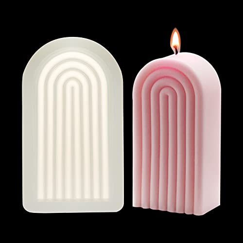 RONRONS Regenbogenbogen-Kerzen-Silikonform geometrisch U-förmig gestreift Fondant Brot Herstellung Form Kuchen Cupcake Topper Dekoration Polymer Ton Epoxidharz Gießform für Heimdekoration Cover