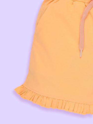 Image of KiddoPanti Girls 100% Cotton Bottom Hem Frill Hot Shorts