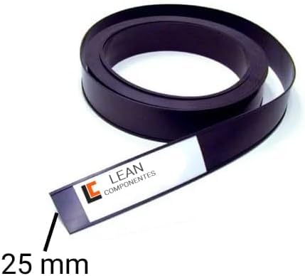 10 metros lineales de perfiles magnéticos por metros para estanterías o superfícies metálicas. Perfiles tipo C de calidad Industrial. Etiquetas magnéticas ancho 25 mm en una tira de 10 metros