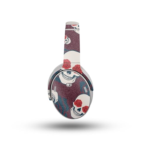 Image of Glossy Glitter Headphone Skin Compatible with Bose QuietComfort Headphones (2023) - Skulls N Roses - Premium 3M Vinyl Protective Wrap Decal Cover - Easy to Apply | Crafted in The USA by MightySkins