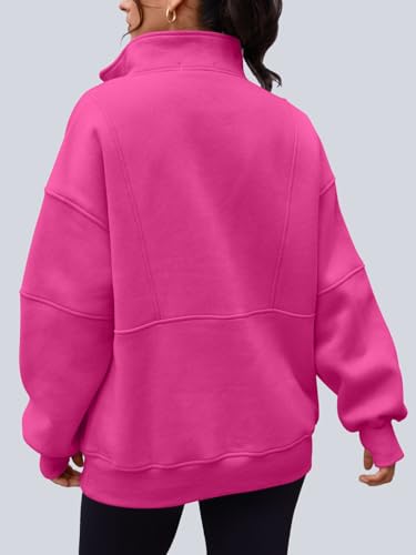 Image of AUTOMET Women's Quarter Zip Oversized Sweatshirt Fleece Mock Neck Pullover
