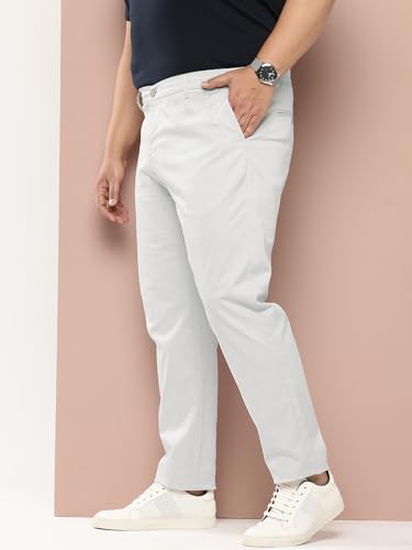 Image of Thomas Scott Men's Smart Plus Size Regular Fit Solid 100% Cotton Chinos Trouser with 4 Pockets | Woven Casual Pants