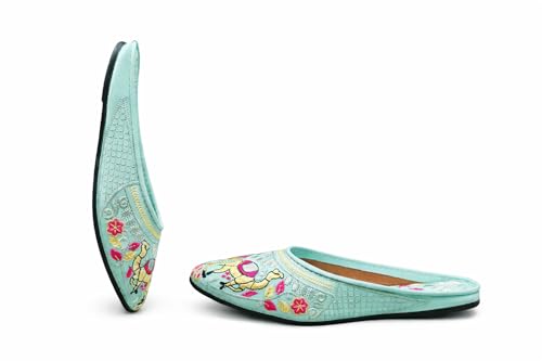 Image of Women's Ethnic Embroidered Jutti | Off-White Traditional Slip-On Mojari with Camel Motif Embroidery | Comfortable Ethnic Wear