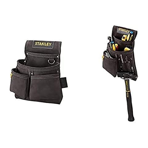 STANLEY Leather Nail and Hammer Pouch with Double Pocket Cover