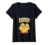 Photo Gallery donna pollo divertente frutta banana trend dance partner maglietta con collo a v Photo Gallery donna pollo divertente frutta banana trend dance partner maglietta con collo a v