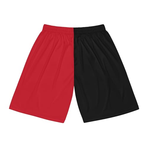 Half Black & Half Red Basketball Shorts3