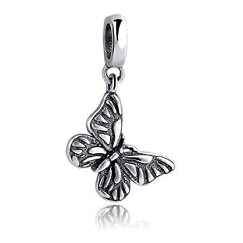 925 Sterling Silver Charm Bead For Pandora & Similar Charm Bracelets or Necklaces (Spring Summer Monarch Butterfly)