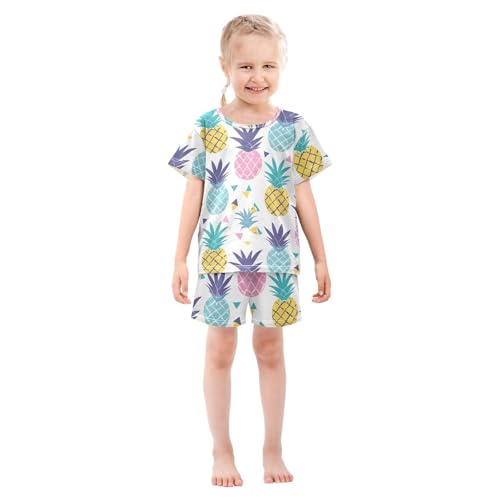 ALAZA Triangle Pineapple Cute Pajamas Short Sleeve 2 Piece Sleepwear Top and Bottom Pajama Set Unisex3