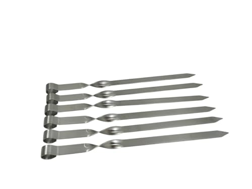 6 Adana Kebab Grillspieße aus Edelstahl Stärke 2mm Länge 40cm Breite 2cm Fleischspieße mit Tasche - Optimal für Gasgrills