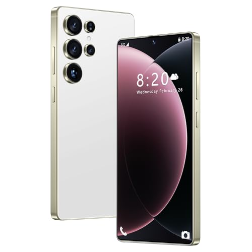 Teléfonos desbloqueados: Smartphone S26 Ultra, Android 14, 16 GB, 1 TB, Pantalla HD de 7.3', Doble SIM, cámara de 108 MP y 72 MP, batería de 8000 mAh y lápiz táctil Integrado,White-1TB