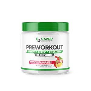 Pre Workout Powder with Beta Alanine, Creatine Monohydrate, BCAA, L Citrulline, L Arginine and Caffeine – Strawberry Lemonade Flavor – 25 Servings
