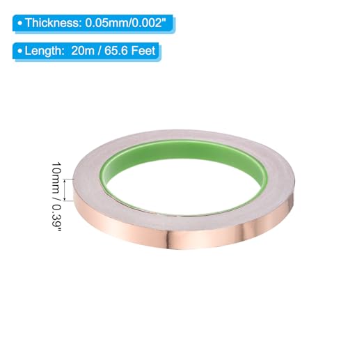 Image of PATIKIL Copper Foil Tape 0.39 Inch x 66 Feet 0.05mm Thick Double Sided Conductive Adhesive EMI Shielding for Electronics, Circuits, Grounding