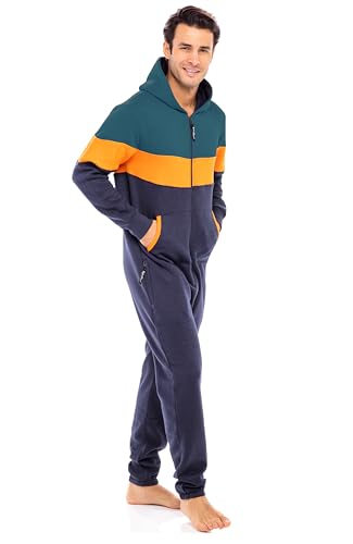 Skylinewears Men's Fleece Hooded Onesie Stylish Zip-Up Jumpsuit Pajamas & Casual Playsuit4