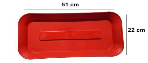 Image of Window Rectangular Plastic Flower Pots with Bottom Tray, Red, 20 Inch, 4 Pieces (1 Small Pot Free) Make Garden, Vegetables, Indoor /Outdoor Pots Lightweight, Uv Resistant, Durable