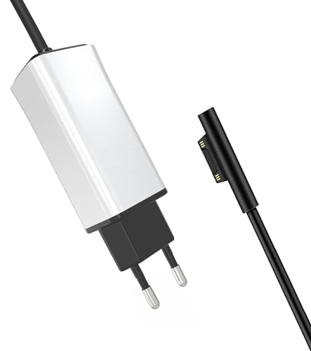 Aioum Surface Pro oplader 65W15V4A Microsoft Surface oplader voeding voor Surface Pro9/8/7/6/5/4/X Surface Book 3/2, Surface Laptop /4/3/2, Surface Go 3/2, 1,8 m (zilver)