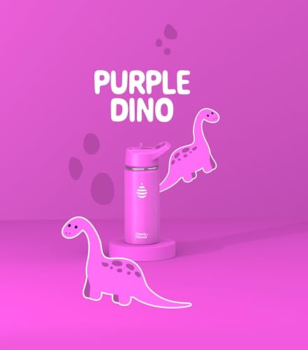 Clearly Filtered Water Bottle | Removes 220+ Contaminants, Double-Wall Insulated Stainless Steel, BPA/BPS Free, Phthalate Free, Filters Flouride Lead Chlorine (16oz, Purple Dino)