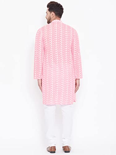 Elina fashion Men's Cotton Kurta Pajama Set | Lakhnavi Chikankari Embroidered Indian Designer Diwali Traditional Wear4