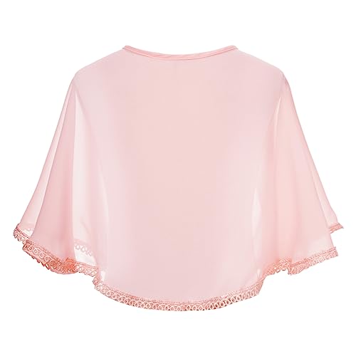 Girls Chiffon Sheer Lace-up Bolero Cardigan Shrugs Kids Summer Shawl Top First Communion Flower Girl Dress Cover Up2