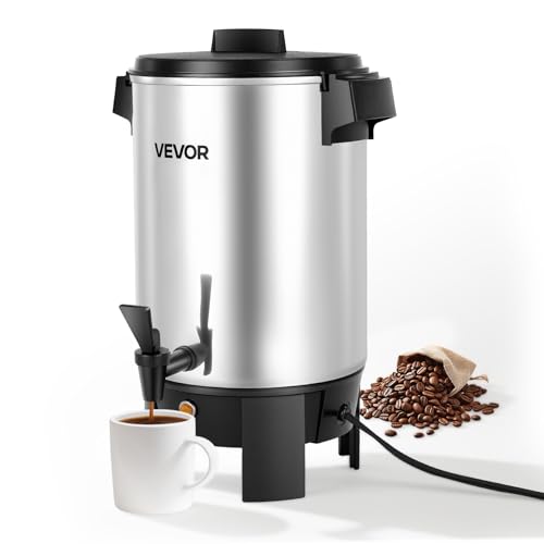 VEVOR Commercial Coffee Urn, 30 Cup 152oz Hot Beverage Dispenser with Dripless Faucet, 1090W...