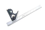 Benchmark Tools Precision 12” 2-Piece Machinist Combination Square Set - 12' Blade, No-Glare Satin Chrome Finish, Integrated Spirit Level, Hardened Steel Scribe, Plastic Case with Foam Inserts