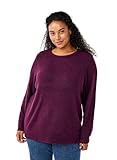 Lange Ärmel Zizzi Frauen Große Größen Gestrickter Pullover Rippenstrick Rundhals Größe Gr S Potent Purple Mel.