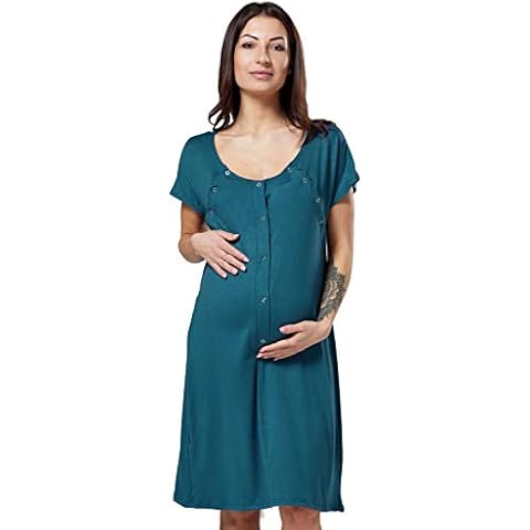 Zeta Ville Women's Maternity Nursing Delivery Hospital Gown Nightshirt 538 (Bottle Green, UK 12/14, M) Cover