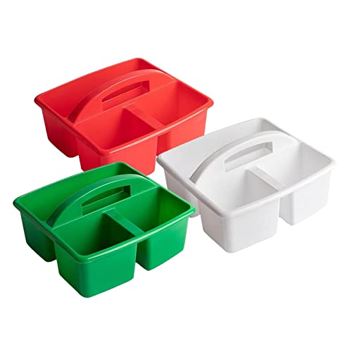 perfk 3 Pièces Organisateur de Stockage D'Artisanat Support Empilable Panier Poubelle avec Poignée Cas Compartiment de Bureau Caddy pour Couture Artisanat D, Rouge Vert Blanc