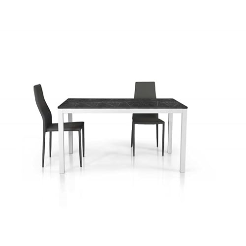 Mar.C.A. Design - Mesa Extensible Para Comedor O Salón, Con Estructura De Color Blanco Y Tablero De Madera Efecto Mármol, Cerrada 140 X 80 Cm, Abierta 200 X 80 Cm, Fabricada En Italia Mar.C.A. Design - Mesa Extensible Para Comedor O Salón, Con Estructura De Color Blanco Y Tablero De Madera Efecto Mármol, Cerrada 140 X 80 Cm, Abierta 200 X 80 Cm, Fabricada En Italia