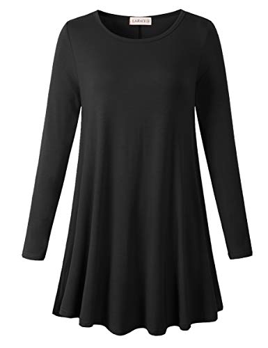 LARACE Plus Size Tunic Tops Long Sleeve Shirts for Women Swing Flowy Loose Fit Clothes for Leggings