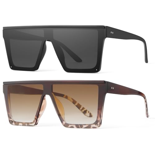 Sunglasses for Women, Womens Sunglasses Oversized Sun Glasses for Driving Fishing Outdoor 2 Pack