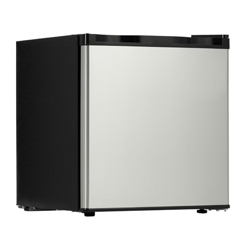 GarveeHome Mini Nevera 45,2L con Congelador 6,3L, Puerta de Acero Inoxidable, Control de Temperatura 0-10°C, Frigorífico Pequeño Silencioso para Oficina, Dormitorio, Negro
