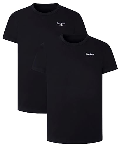 Pepe Jeans Pepe Tshirt 2P Underwear, Negro (Black), M (Pack de 2) para Hombre