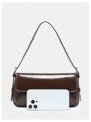 Image of Verdusa Women's Y2K Trendy Purse Boho Bags Faux Oiled Leather Tote Handbag Flap Underarm Shoulder Bag