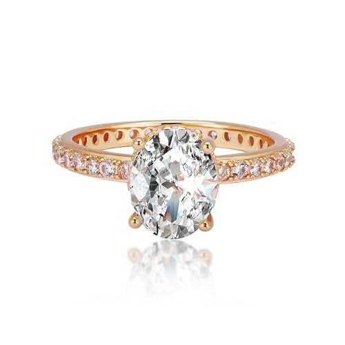 2 Carat Oval Moissanite Engagement Ring 925 Sterling Silver Plated 18K White Gold Promise Rose Gold Ring For Women