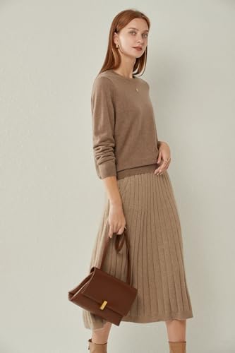 Image of 100% Pure Cashmere Crewneck Sweater for Women Long Sleeve Warm Soft Lightweight Knit Pullover