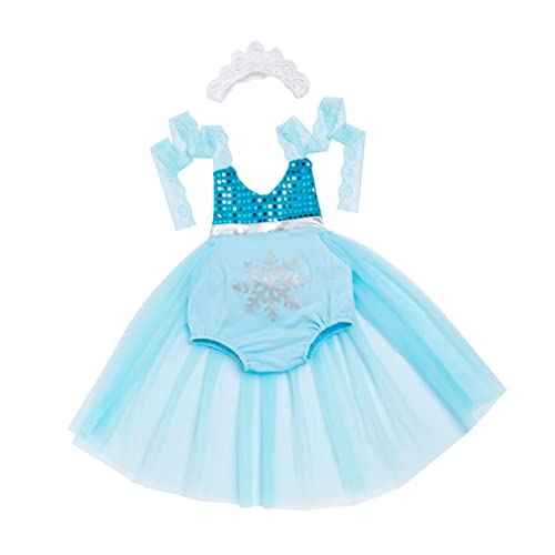Holibanna 1Set Mermaid Lace Dress with Headband Summer Outfit for Photo Shoot Birthday Party and Holidays Cute Ruffle Skirt for Newborns