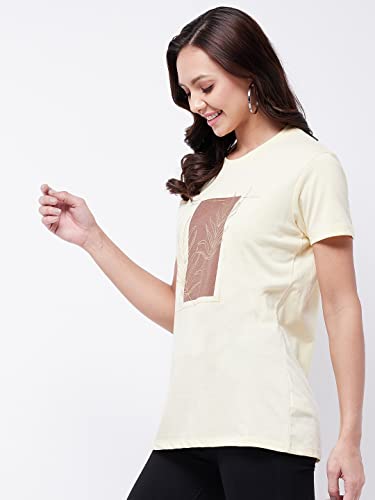 Image of Modeve Women Printed Cotton Blend Half Sleeve Round Neck T-Shirt for Summer