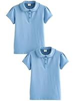 NEXT Mädchen Standard 2 Jersey-Oberteile Stretch-Baumwolle mit Kragen Blau 134
