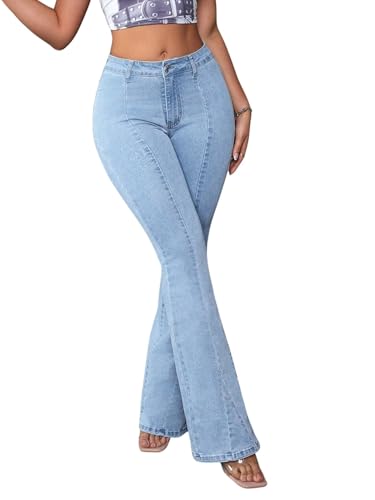 Image of Glossia Bell Bottom Jeans for Women | Stretchable High Waist Flared Denim | Bootcut Butt Lifting Fit | Leg Lengthening | Plus Size 26-38