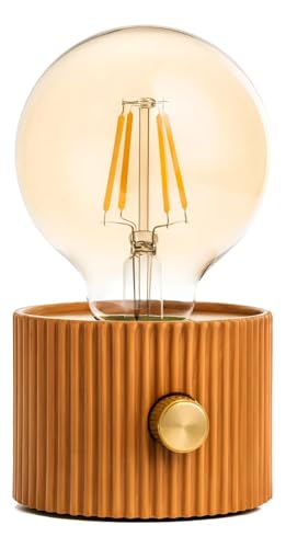 Image of Vintage LED Edison Bulb Table Lamp with Wooden Base & Dimmer | Warm Ambient Light for Home Decor, Diwali Gifts, Christmas Lighting & Bedroom Decoration