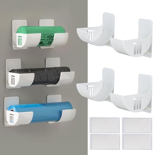 Porta bolsas de plástico 4 piezas Organizador de basura Caja de película Organizador de cocina Para puerta de armario Puerta de despensa Fijación a pared Papel de aluminio Papel de horno blanco